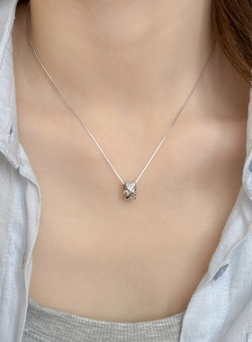 转运珠吊坠锆石S925纯银项链