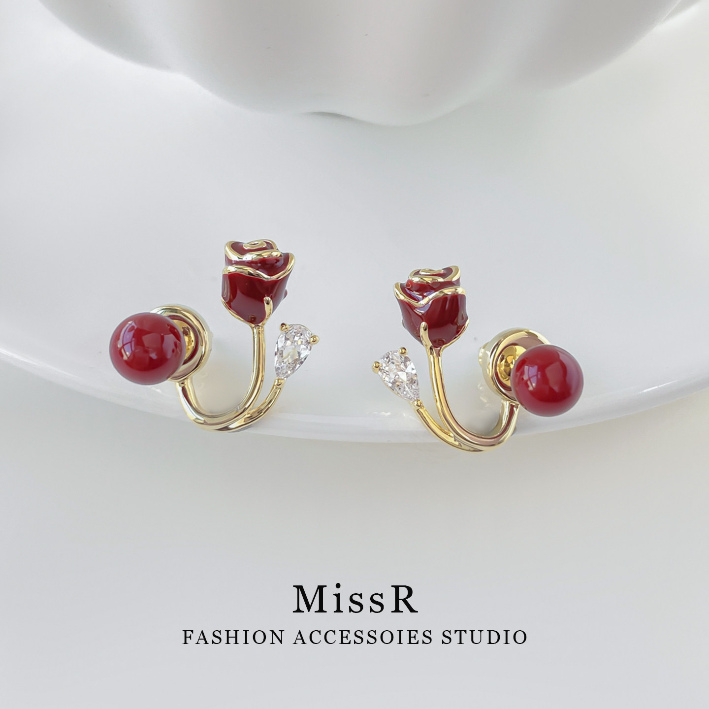 一款两戴悬浮红色滴釉花朵锆石耳环女新款高级感轻奢气质耳钉耳饰,饰品/流行首饰/时尚饰品新,耳环,淘宝优惠券,粉丝福利购,淘宝优惠卷