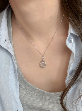 水滴玉髓吊坠S925纯银项链
