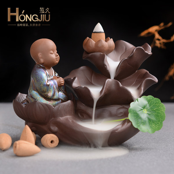 泓久 小和尚倒流香陶瓷檀香炉 天猫优惠券折后￥38包邮（￥48-10）送20粒大号倒流香+小青叶