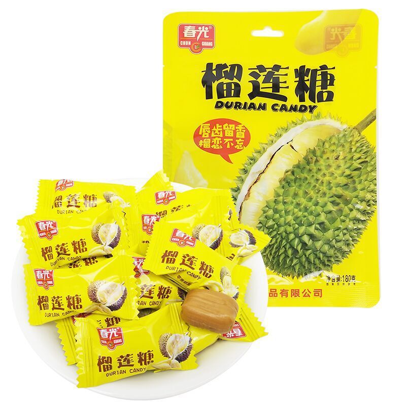 海南特产春光榴莲糖袋浓郁榴莲味水果硬糖喜糖解馋零食小吃180克