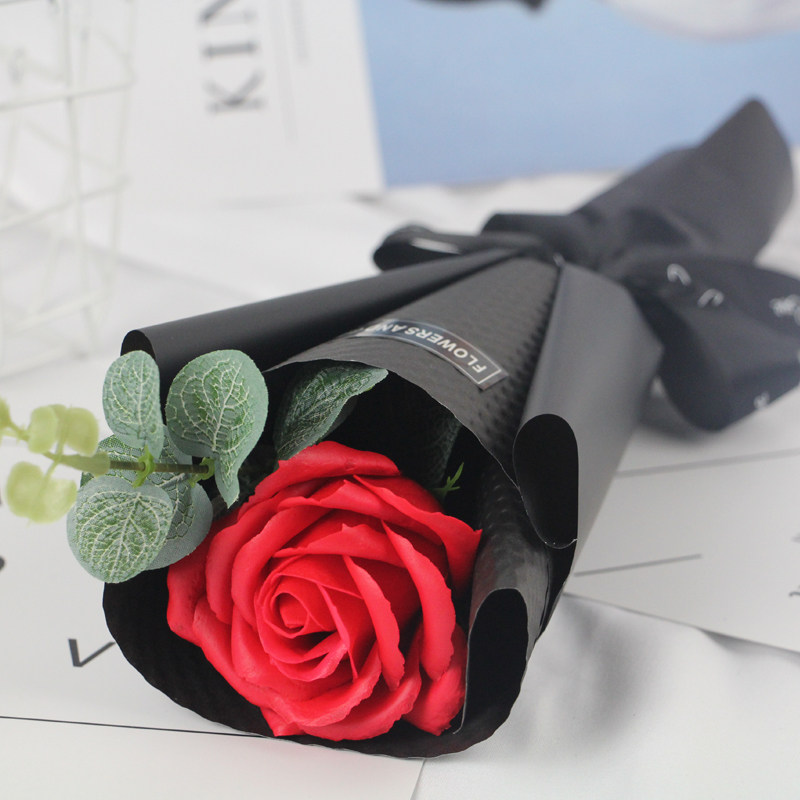 教师节礼物向日葵一支七夕送女友老师仿真玫瑰康乃馨单支香皂花束