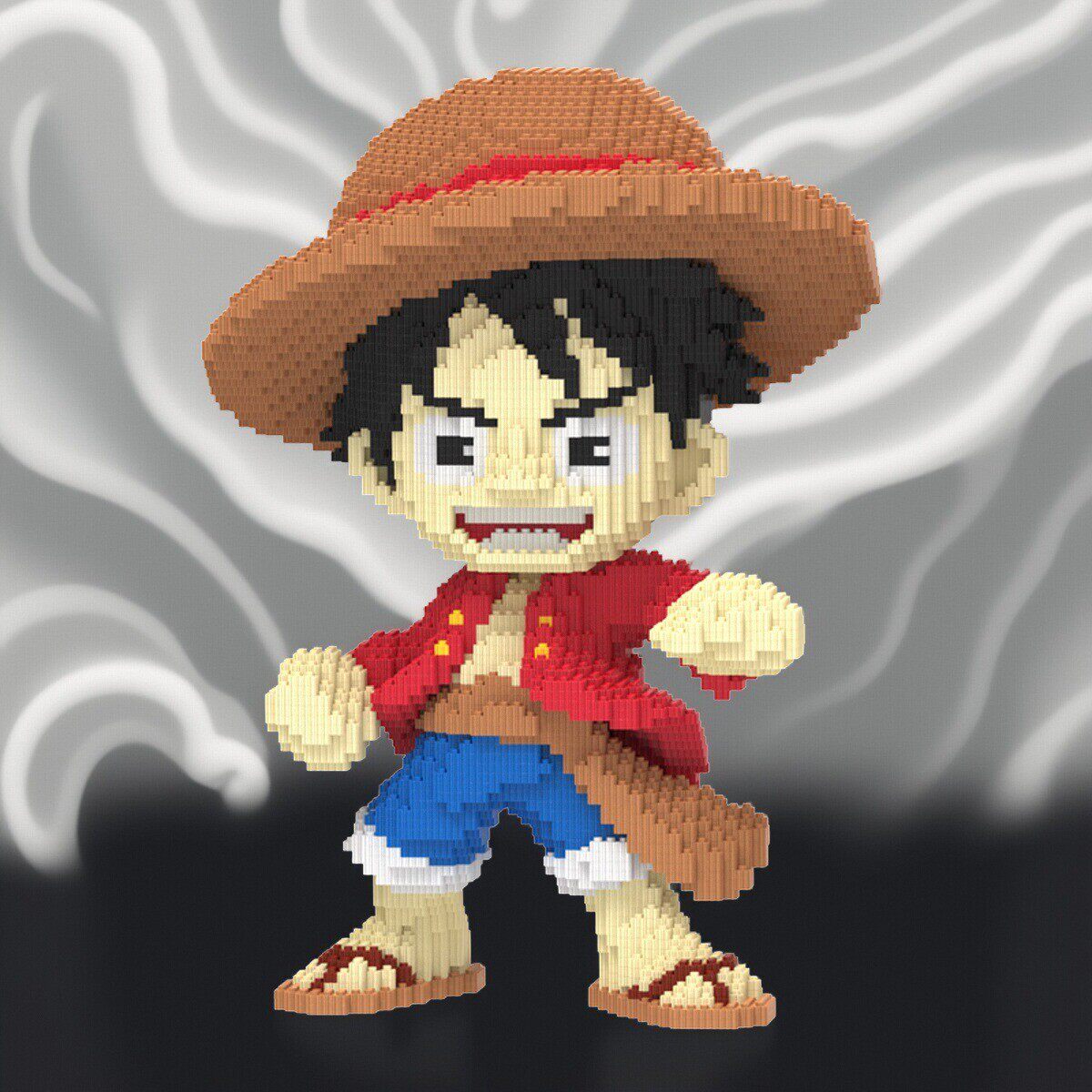 海贼王路飞草帽大号成人摆件男女小颗粒拼装益智积木玩具生日礼物