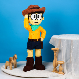 嗨彩拼超大牛仔哆啦A梦积木玩具手工diy小颗粒拼装益智礼物男女孩