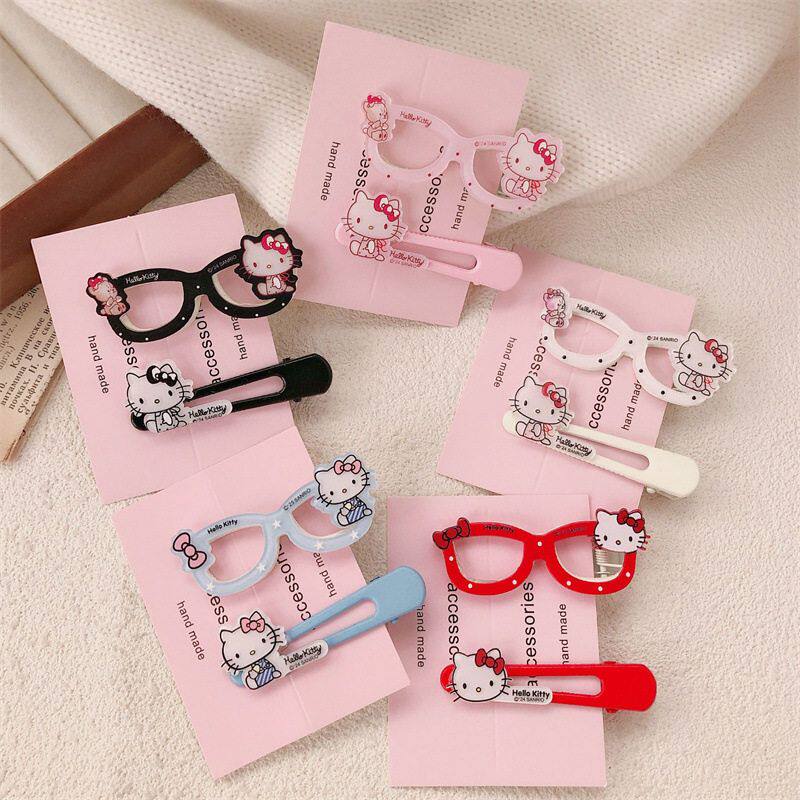 卡通小猫发夹女创意眼镜造型刘海夹发卡鸭嘴夹前额碎发夹子发饰品