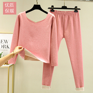 打底秋冬季 秋衣秋裤 加厚衬衣衬裤 女蚕丝德绒保暖内衣女士大码 套装
