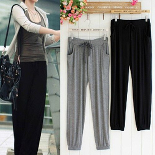 女2018夏季 阔腿长裤 新款 小脚瑜伽裤 宽松跑步运动裤 莫代尔休闲裤