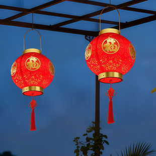 2026新款红灯笼太阳能新年庭院氛围挂灯户外阳台春节福字大门口