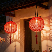 太阳能红灯笼家用户外挂树庭院大门口花园乔迁小灯笼装 饰防水充电