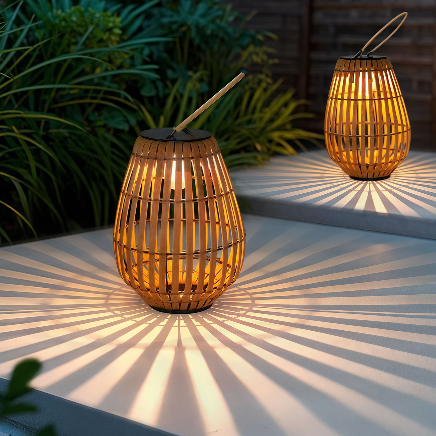 庭院太阳能灯花园露营手提草坪户外防水景观藤编落地中式小院氛围