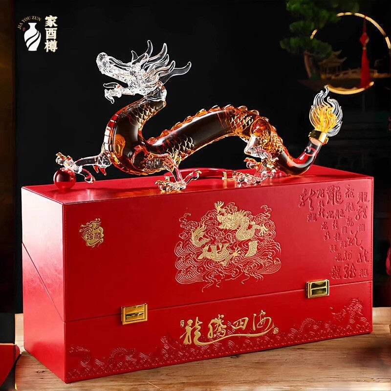龙形玻璃酒瓶生肖2斤龙瓶泡酒玻璃瓶加厚工艺酒瓶空瓶高鹏硅玻璃