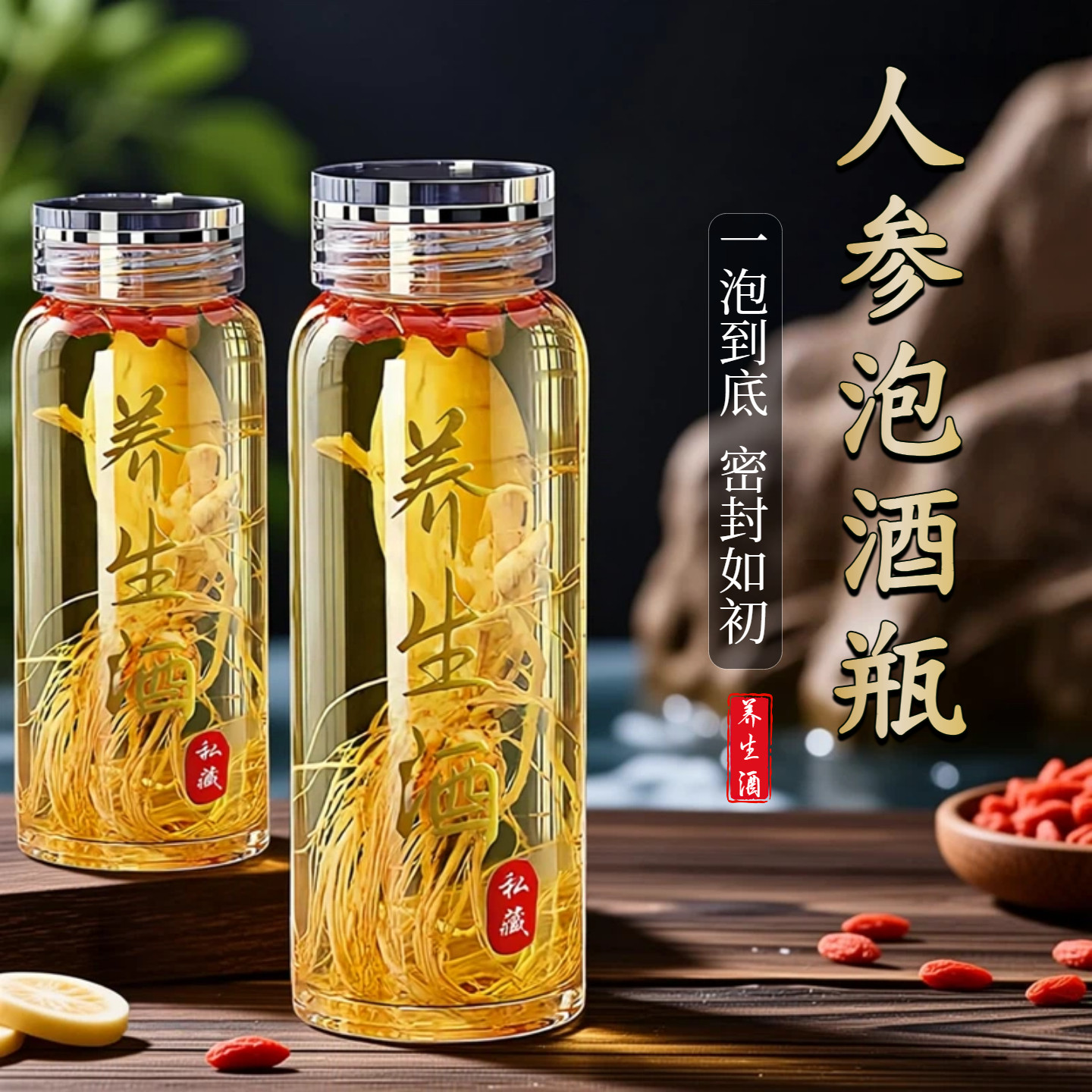 泡酒玻璃瓶酒瓶空瓶高档密封容器人参专用泡酒瓶白酒药酒分装酒瓶