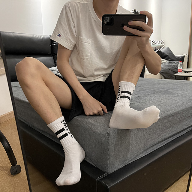男中筒袜长袜条纹纯棉百搭时尚