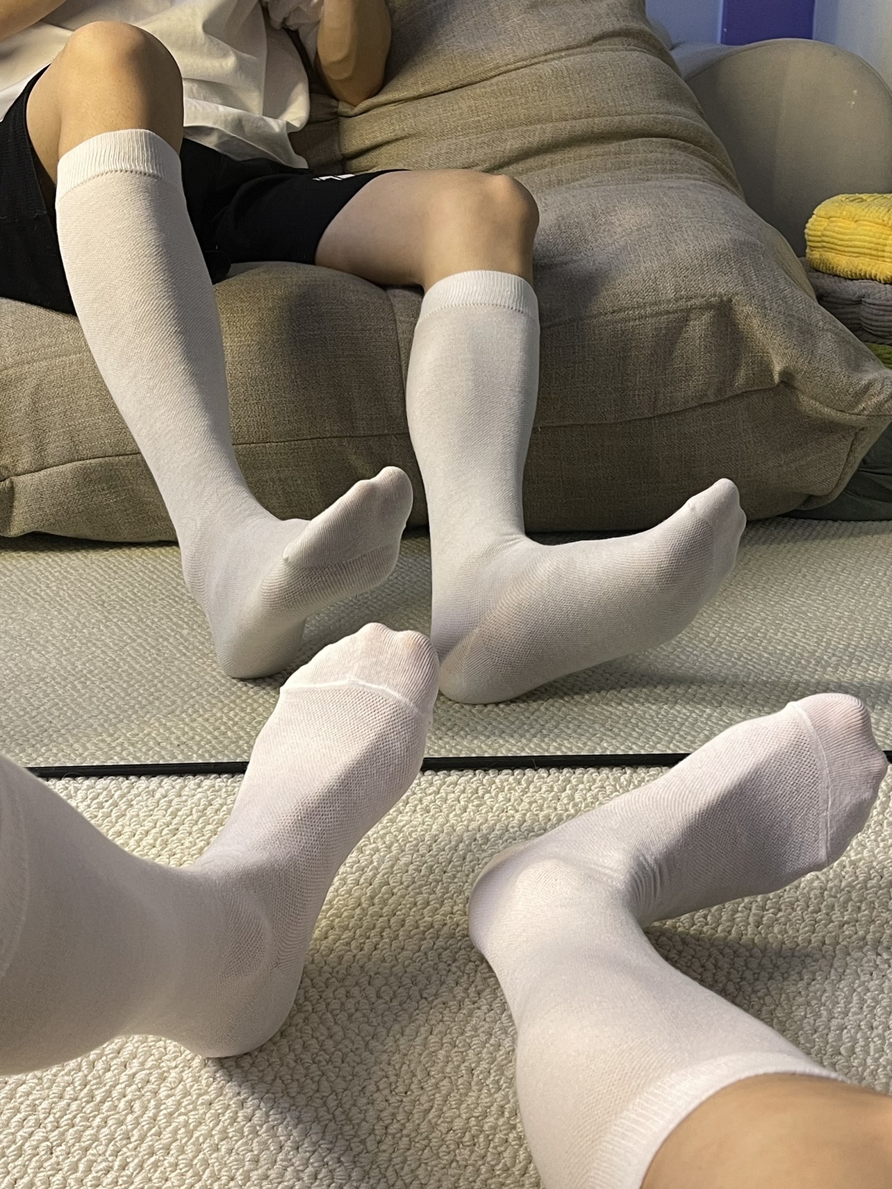 帅男夏季过膝白袜户外运动简约纯白薄款透气日式柔软吸汗kocean