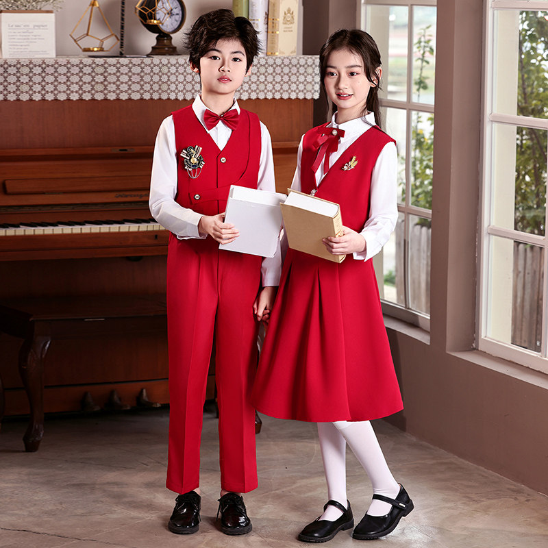 六一儿童合唱演出服小学生班服毕业季诗朗诵表演英伦风衬衫套装