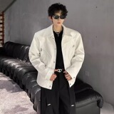 美式短款正肩皮衣外套男小众高级感复古痞帅机车夹克PY805P70，男装皮衣，星座1013-3