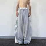 大码裤男女春秋季直筒垂感显瘦休闲裤潮卫裤嘻哈宽松休闲K8062P55，女装休闲裤，星座1013-3