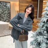 深灰色高级感时尚洋气炸街毛呢外套女冬季新款轻熟风上衣F247P70，男装毛呢大衣，星座1013-3