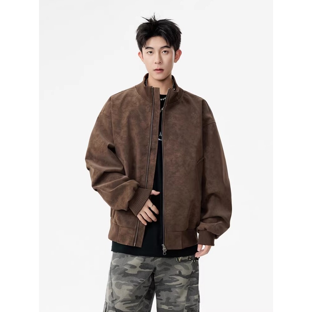 春季男士立领夹克外套时尚百搭潮流舒适宽松上衣夹克男装PY328P68，男装皮衣，星座1013-3