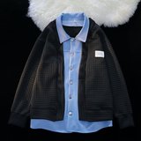 假两件男士春秋日系潮流百搭痞帅休闲上衣宽松翻领夹克JK54P60，男装夹克，星座1013-3