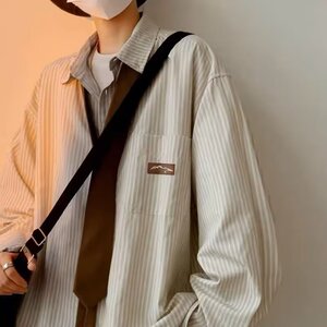 百搭方领新款日系衬衫男青春流行纯色潮简约标准长袖潮流 C14P38图片