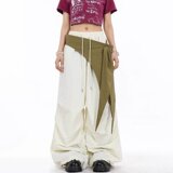 纯色抽绳束脚阔腿休闲裤女春夏松紧高腰宽松拖地工装长裤K8034P55，女装休闲裤，星座1013-3