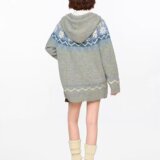 复古费尔岛提花毛衣开衫女翻领牛角扣外套设计感针织上衣M5831P75，女装针织衫/毛衣，星座1013-3