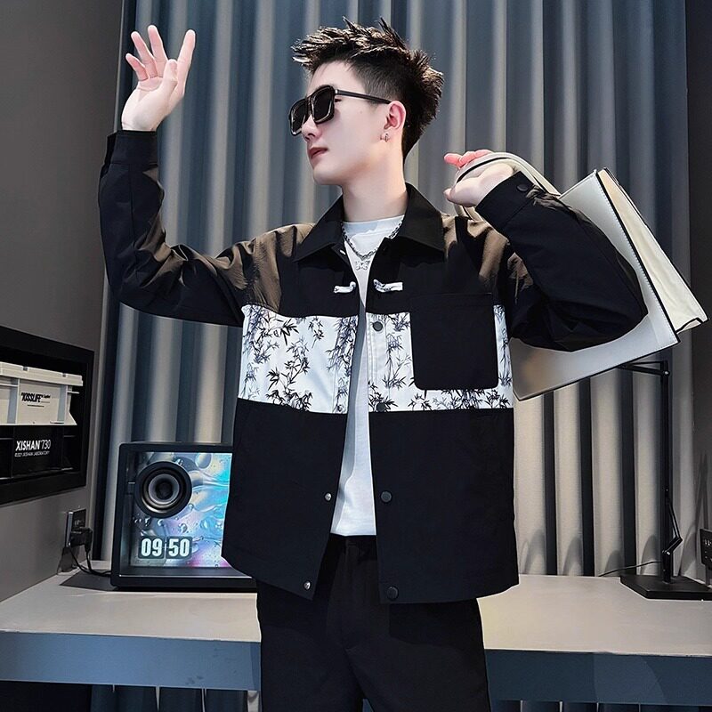 男士春装外套潮牌休闲拼接撞色翻领夹克男装休闲短款上衣JK311P60，男装夹克，星座1013-3