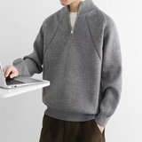 半拉链毛衣男高领时尚休闲慵懒风宽松秋提花针织打底衫潮M335P70，男装针织衫/毛衣，星座1013-3