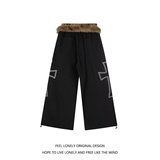 黑色休闲工装裤女秋冬新款酷飒风高腰直筒宽松显瘦阔腿裤K8099P65，男装牛仔裤，星座1013-3