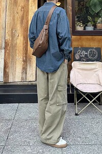 水洗工装裤春秋款男生宽松直筒垂感长裤日系慵懒风裤子男K131P65图片