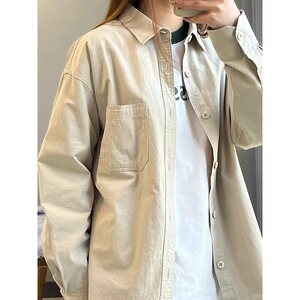长袖衬衫男款春秋日系复古高级感纯棉宽松休闲工装衬衣C235P38图片