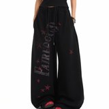 阔腿时尚休闲裤女春秋新款高腰抽绳设计感显瘦直筒拖地裤K8098P45，女装休闲裤，星座1013-3