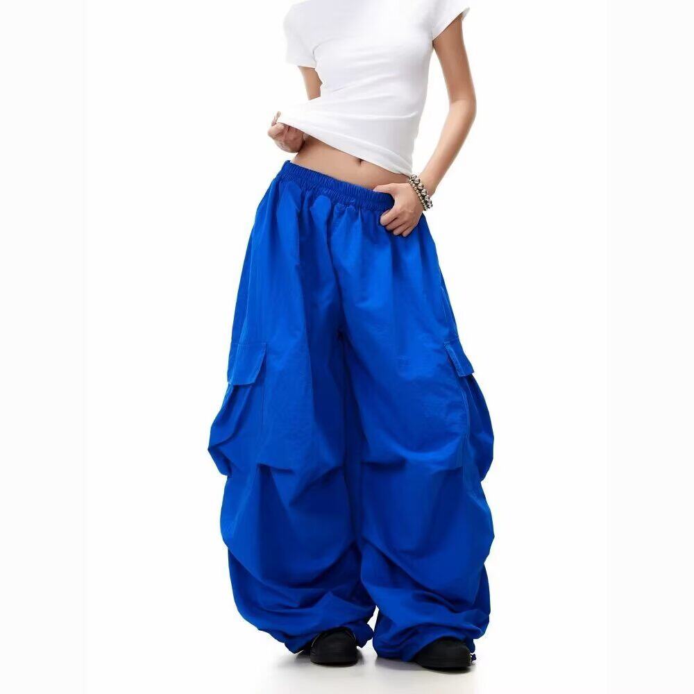 速干工装裤女夏季宽松胖mm防晒慵懒风冰丝运动阔腿裤子K8123P55，女装休闲裤，星座1013-3