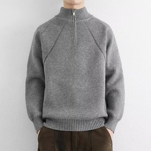 半拉链毛衣男高领时尚休闲慵懒风宽松秋提花针织打底衫潮M335P70，男装针织衫/毛衣，星座1013-3