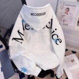 喜欢後背刺绣雪花字母重磅连帽运动衫情侣宽松百搭新款男W313P55，男装卫衣，星座1013-3