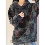 复古七彩格子针织卫衣男款春季重磅连帽衫高级感情侣外套W311P68，男装卫衣，星座1013-3