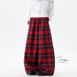 风格纹休闲裤男女同款美式复古街头运动直筒垂感阔腿长裤8118P50，男装休闲裤，星座1013-3