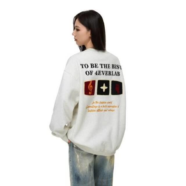 潮牌美式复古重磅刺绣宽松男女高街新款套头圆领卫衣W315P50，男装卫衣，星座1013-3