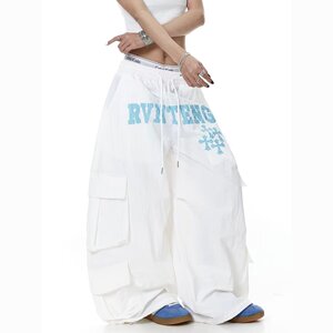 复古多口袋工装牛仔女春秋款高街设计宽松显瘦垂感阔腿裤K8146P50图片