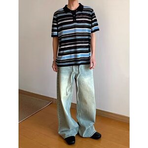夏经典条纹撞色短袖POLO衫男士翻领商务休闲透气针织T恤潮T632P50图片