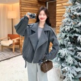 深灰色高级感时尚洋气炸街毛呢外套女冬季新款轻熟风上衣F247P70，男装毛呢大衣，星座1013-3