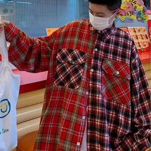 翻领外套男春秋季ins潮牌街头痞帅格子衬衫高级感休闲夹克C449P38图片