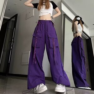 美式薄款复古工装裤子夏季宽松男女休闲裤春秋阔腿裤 K280P58图片