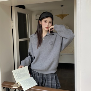 加厚毛衣宽松百搭情侣上衣 学院风海鸥领针织衫 SYMOCOLOR 秋冬新款