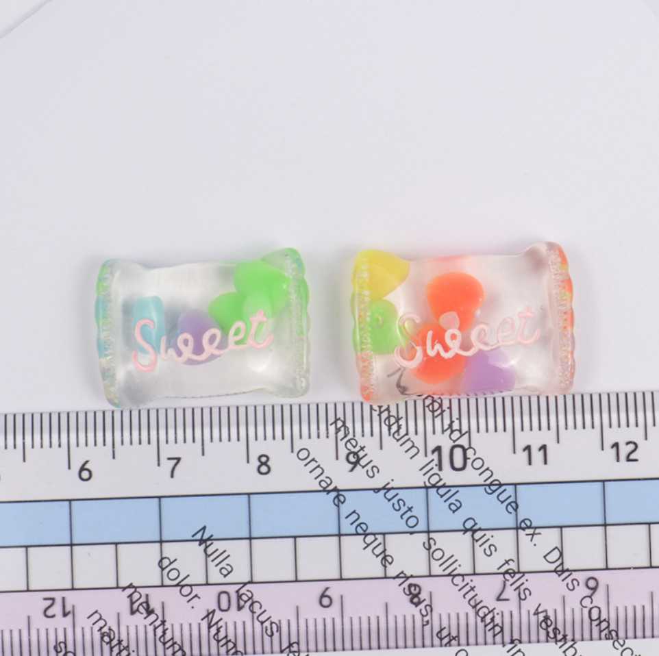 10个装树脂sweet透明爱心糖果奶油手机壳配件发饰材料水晶泥配件