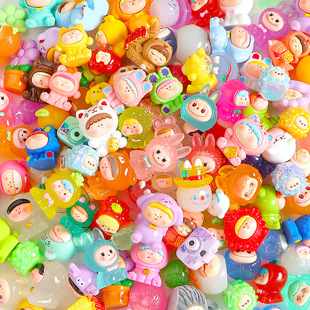 10个装大号夜光树脂立体萌粒公仔混款diy饰品配件桌面车载小摆件