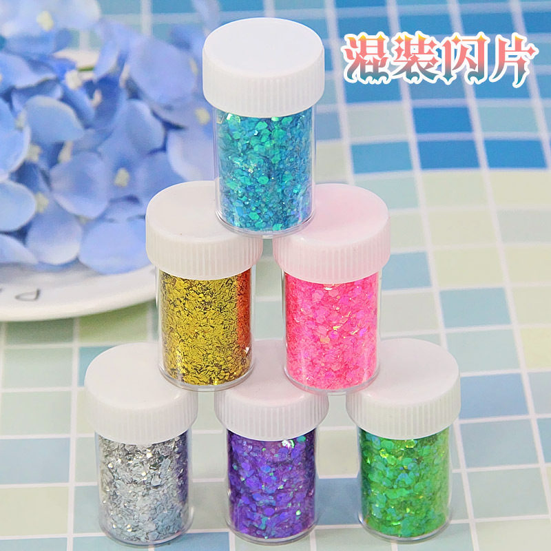 混装金粉闪粉亮片手工制作材料史莱姆填充滴胶DIY银粉亮粉10g瓶装