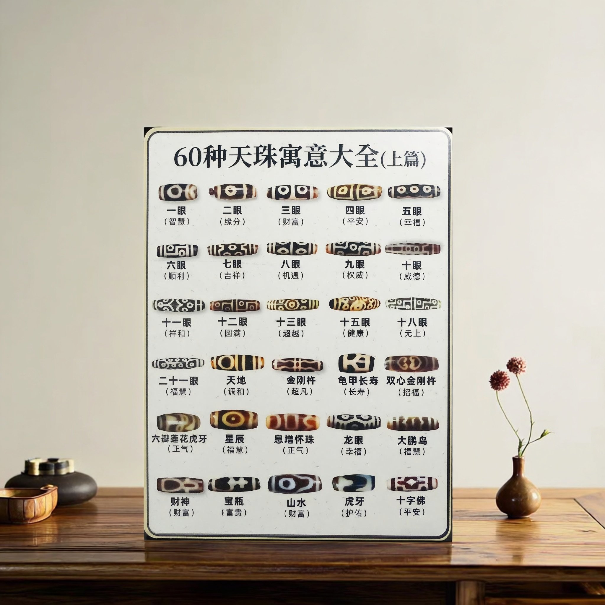 圣饰奇缘60种天珠寓意解析藏传天珠文化知识图鉴桌面摆件21*28cm,家居饰品,桌面摆件,淘宝优惠券,粉丝福利购,淘宝优惠卷