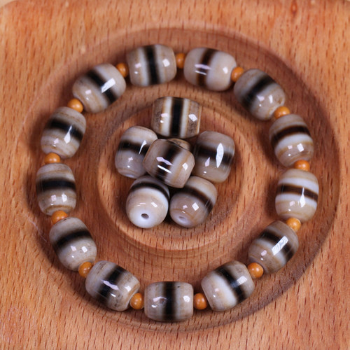 圣饰奇缘 西藏天然玛瑙糯肉药师珠手串配珠配饰9*11mm左右